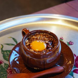 korean herb tea with egg yolk쌍화차; 雙和茶